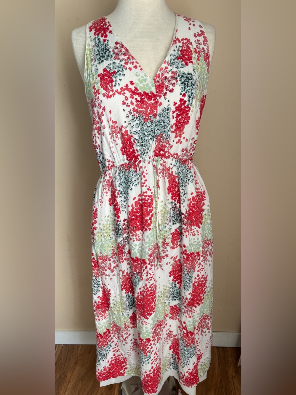 Lucky Brand Size M Floral Sleeveless Midi Dress Boho Cottagecore